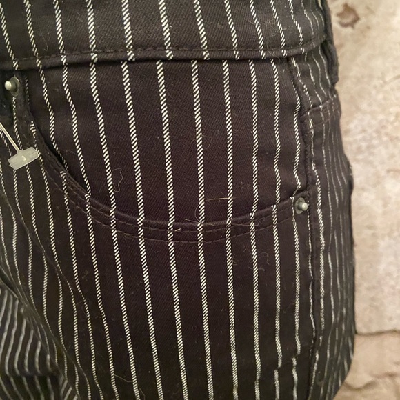 Stradivarius Black Stripe Denim Stretch Pants - Picture 3 of 6